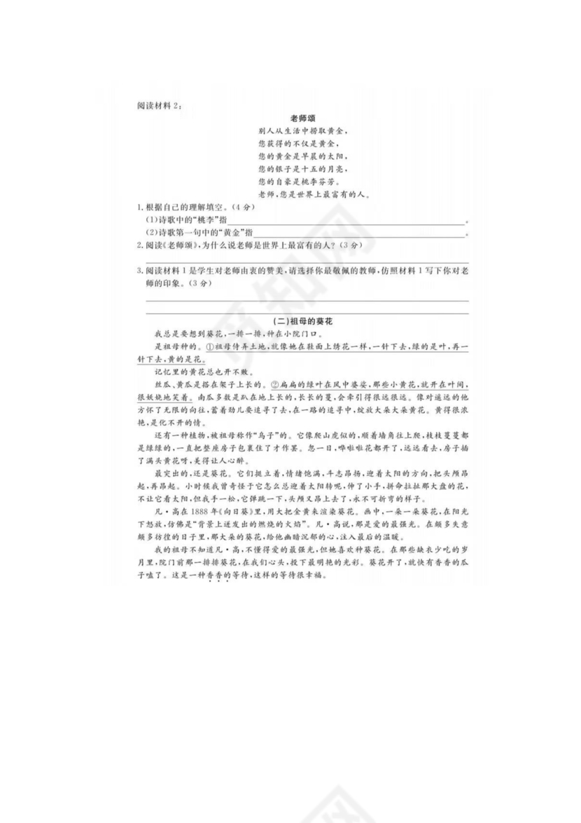 泸州市小升初试卷