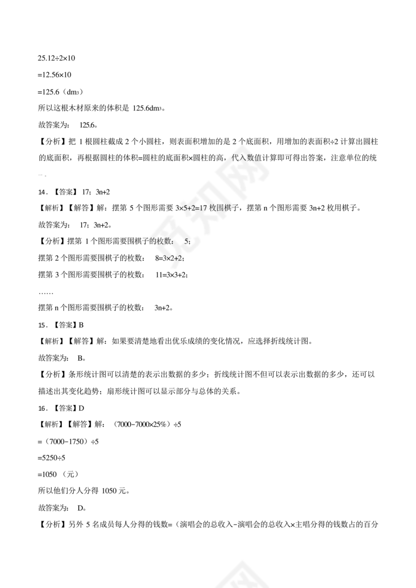 长沙2023小升初数学试卷