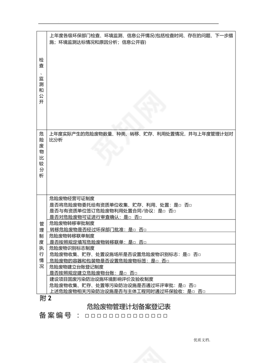 危险废物管理计划