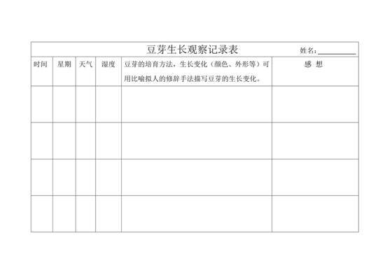 豆芽观察记录表