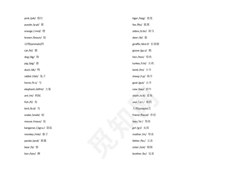 小学英语单词汇总大全
