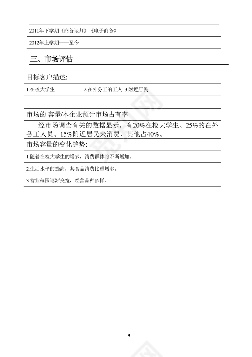 创业计划书模板