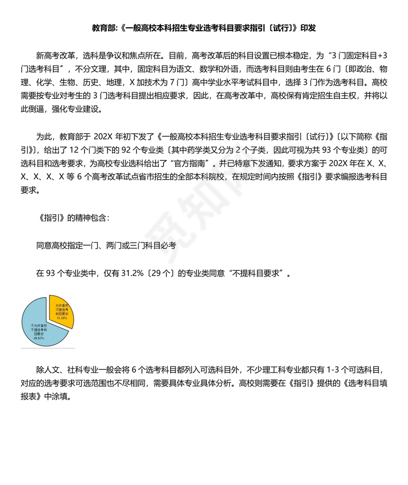 普通高校本科招生专业选考科目要求指引