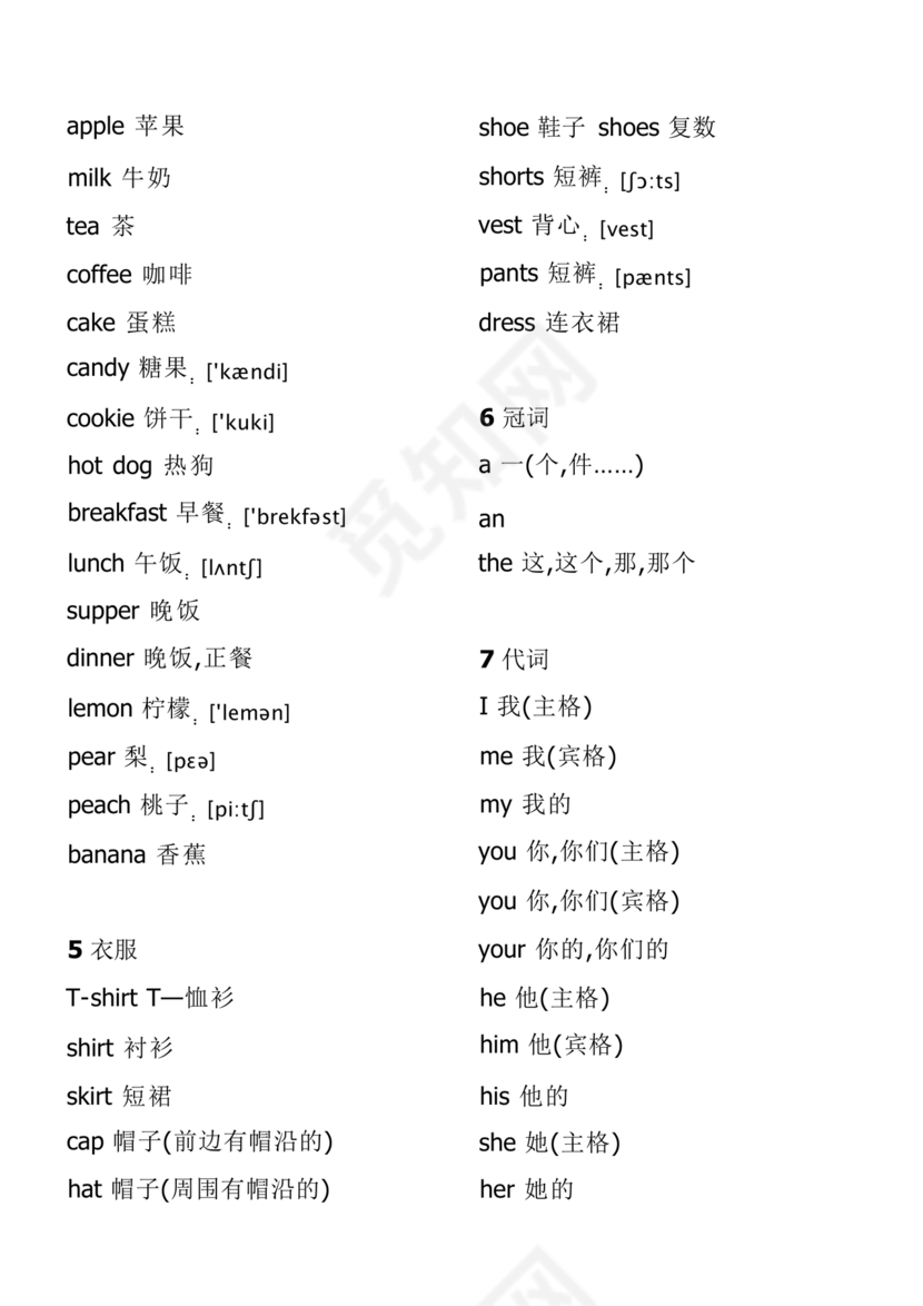 小学英语单词汇总大全