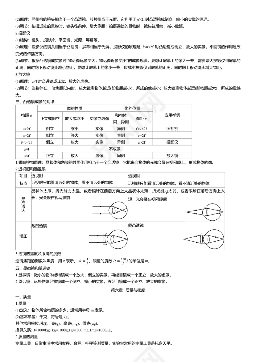 初中物理知识点总结归纳(完整版)可打印
