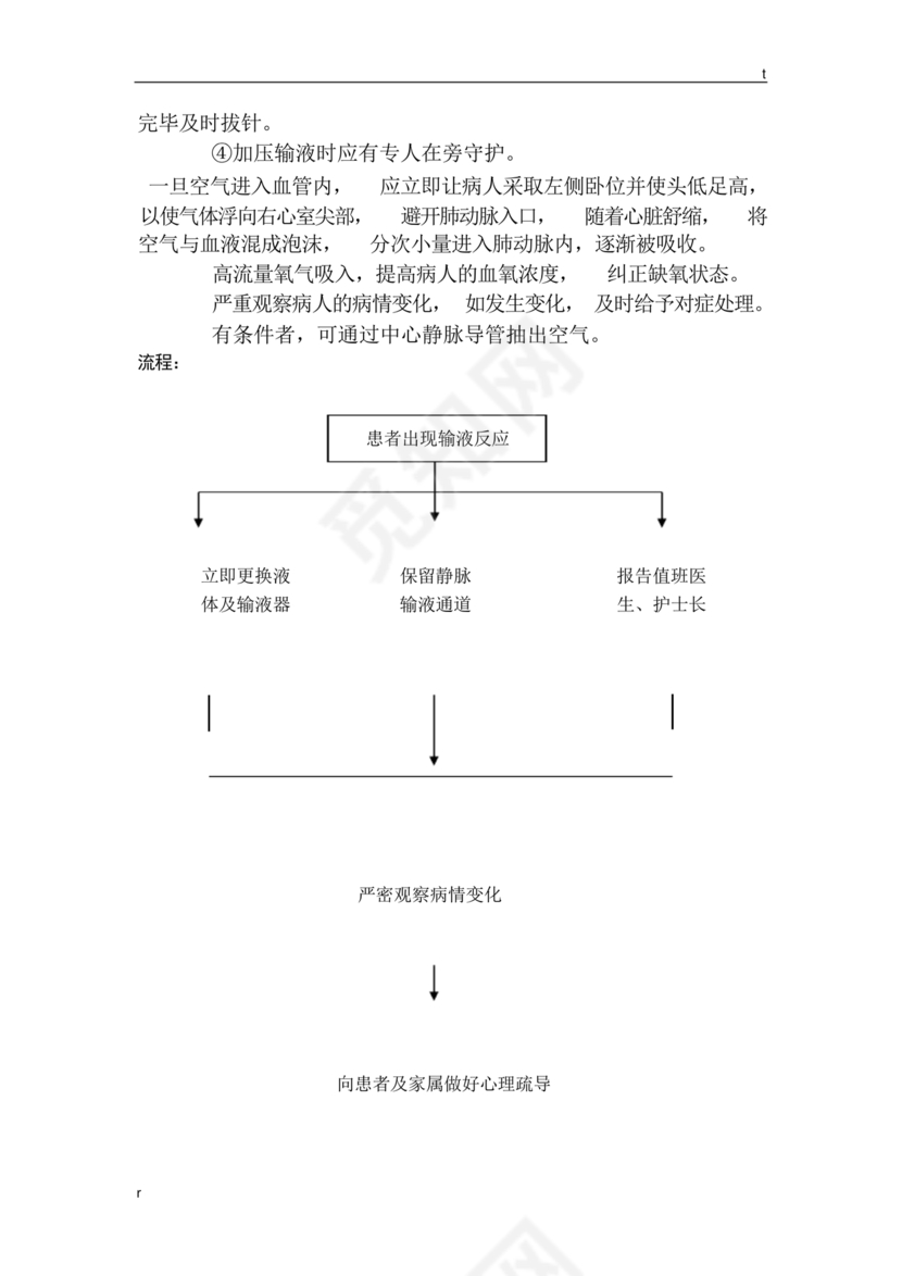 输液反应的应急预案及处理流程