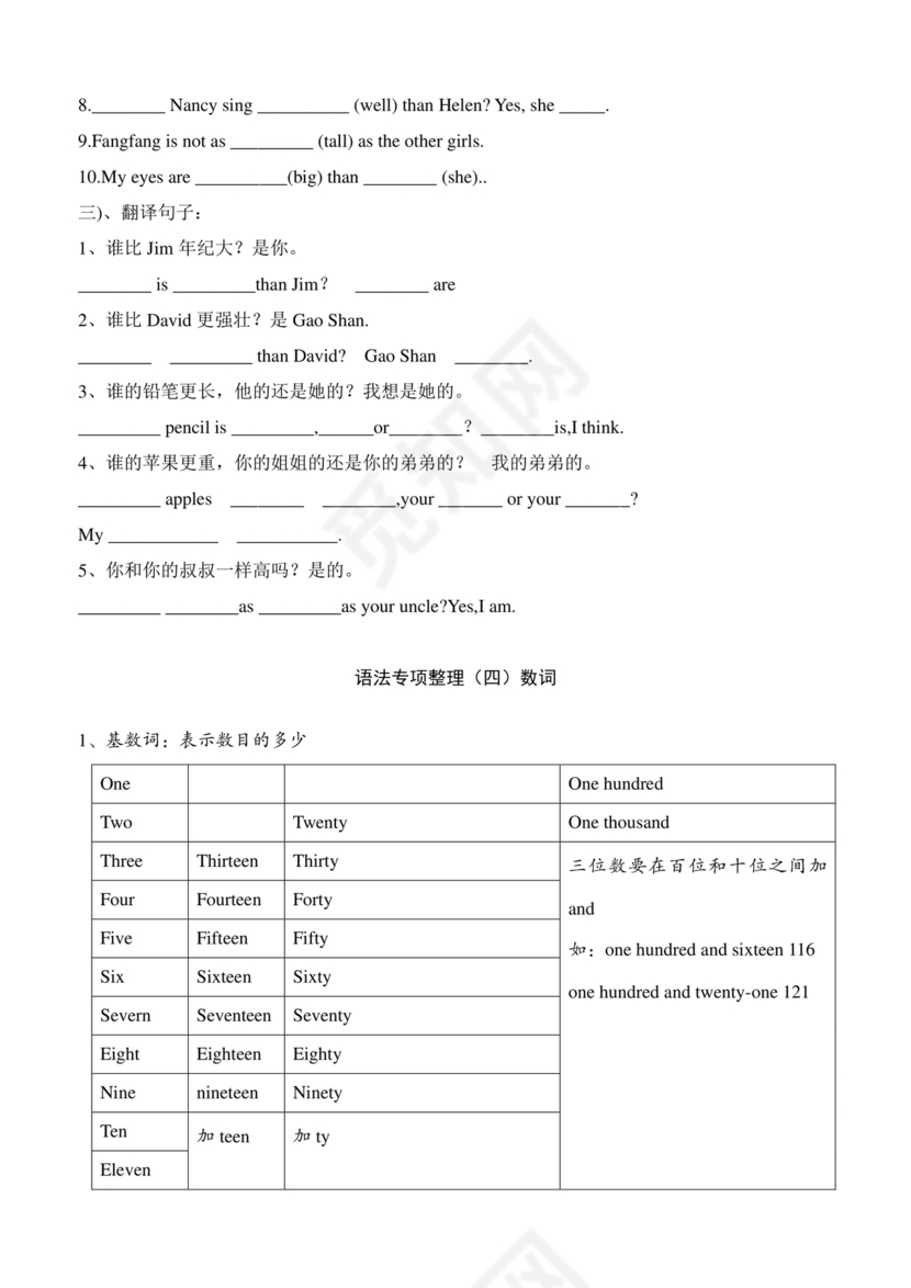 小学英语语法基础知识大全可打印