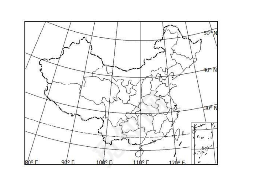 中国地图轮廓空白打印版