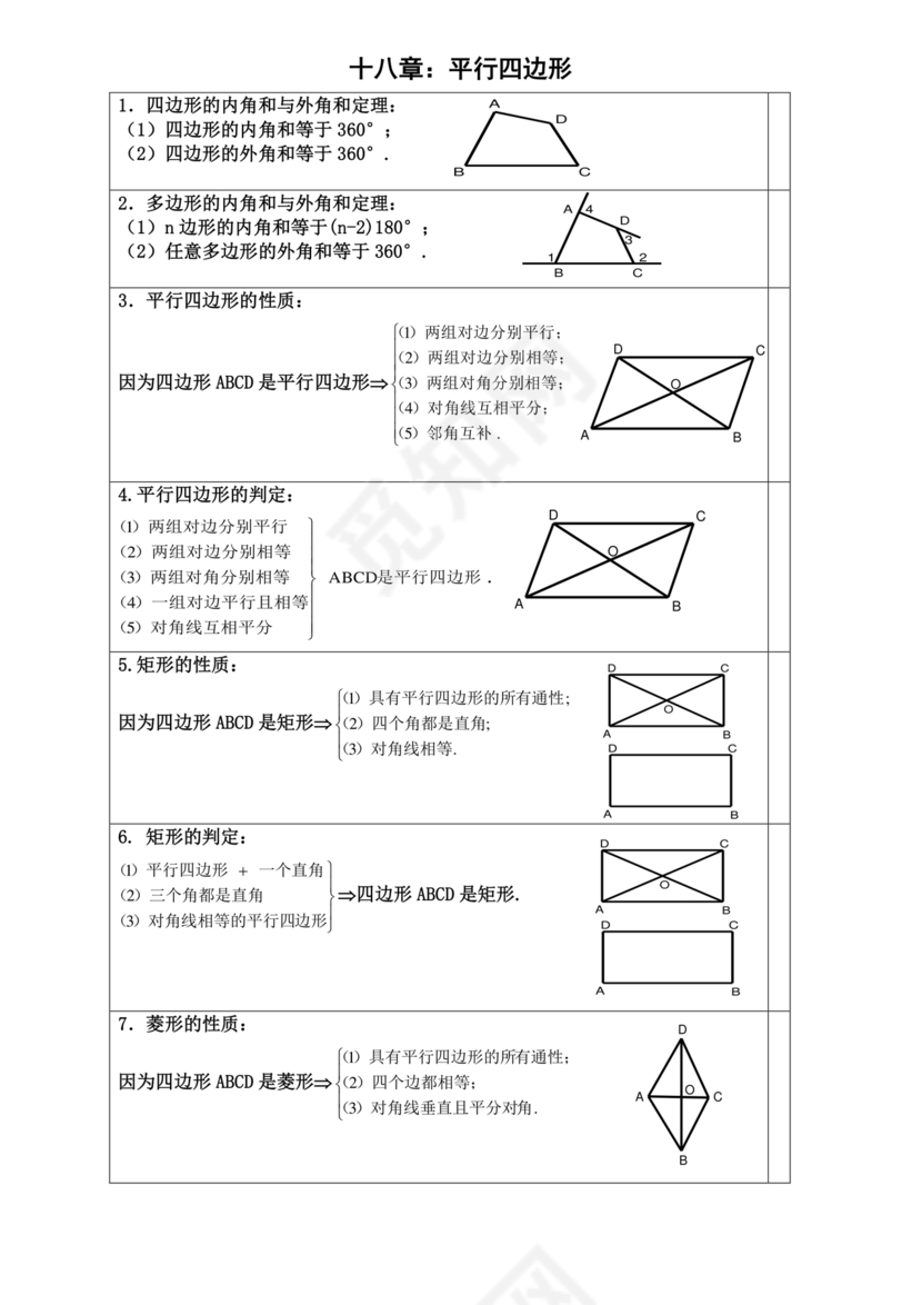 初二数学知识点归纳