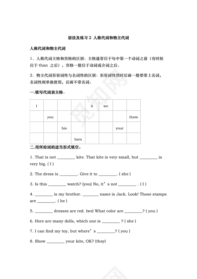 小学英语语法基础知识大全可打印