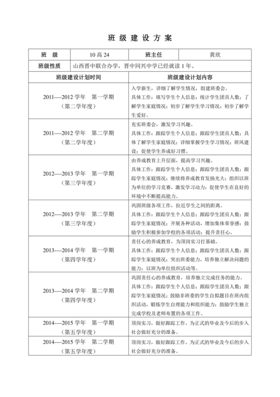 班级建设方案