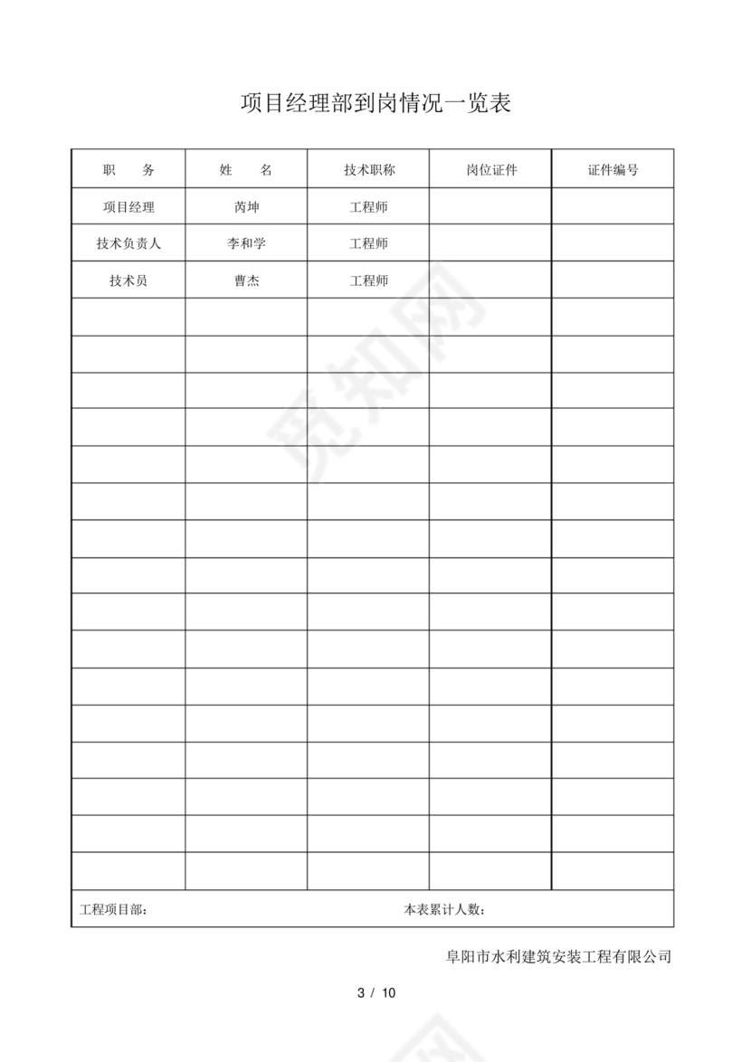 工程开工报审表