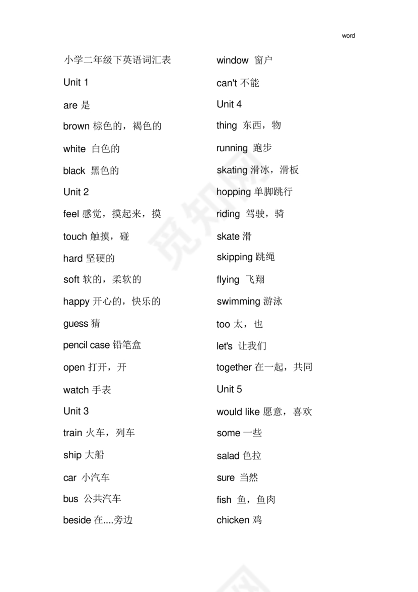 小学英语单词汇总大全