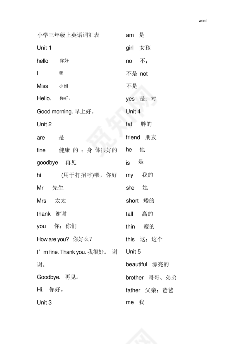 小学英语单词汇总大全