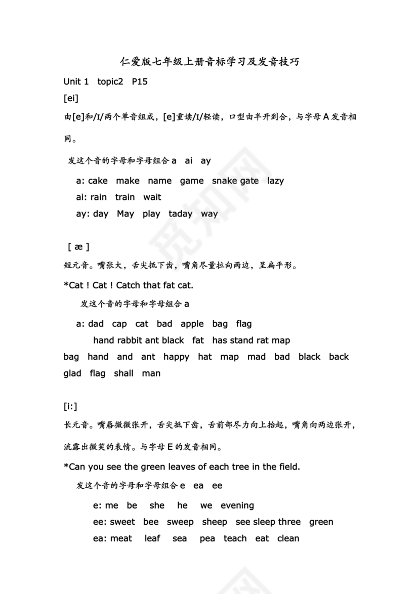 初一英语音标学习