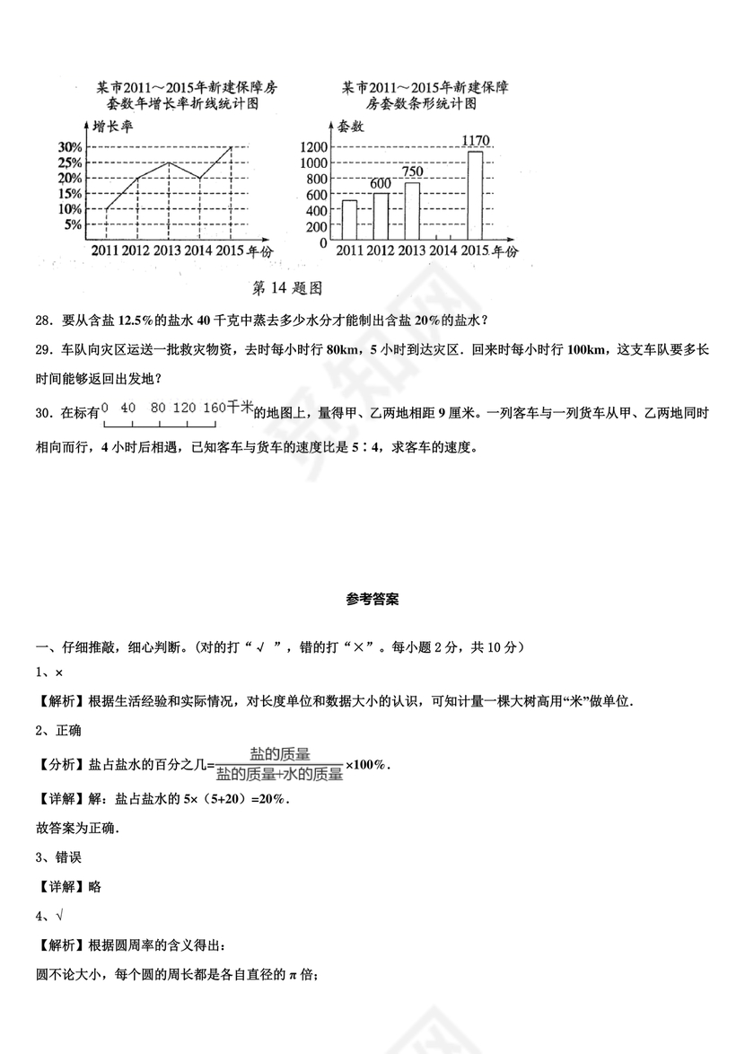 成都市成华区小升初试卷