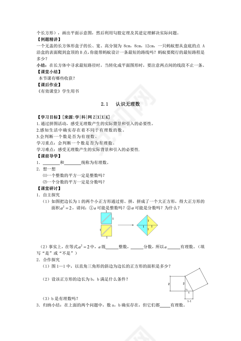 北师大版八年级上册数学教案