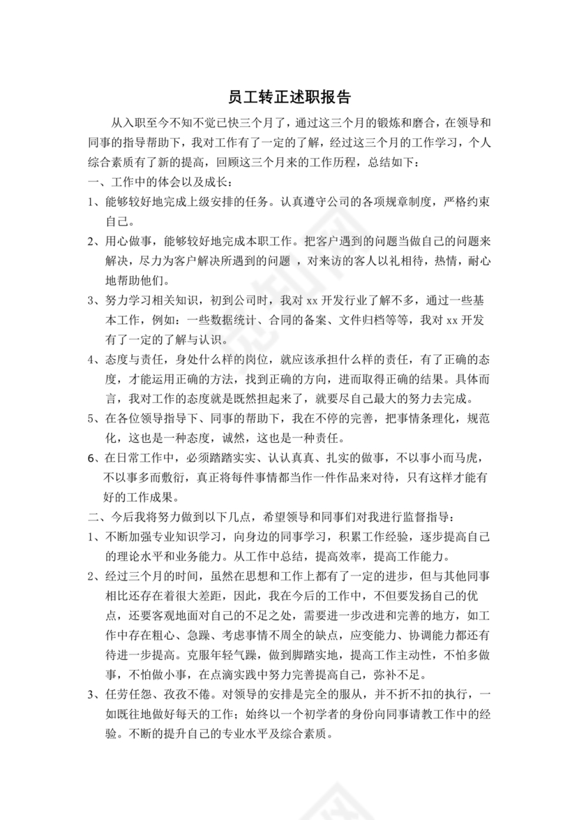 转正报告