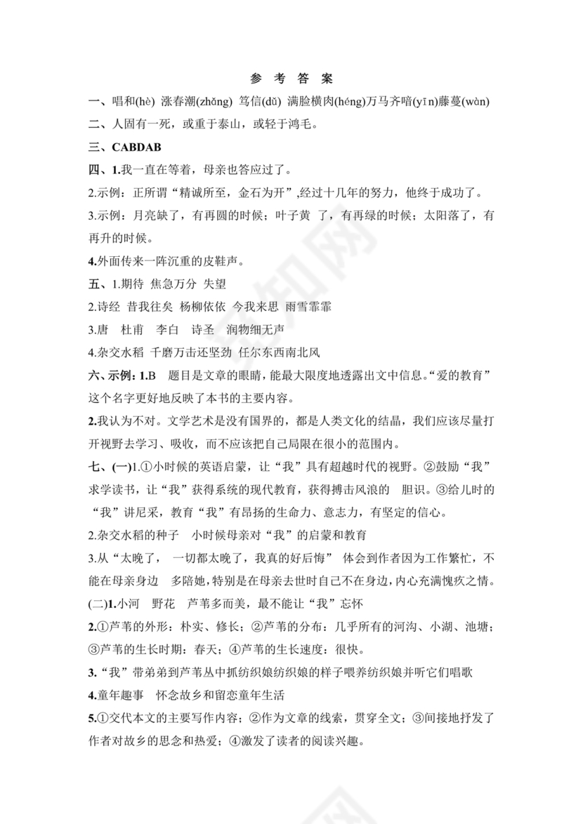 2024小升初试卷语文