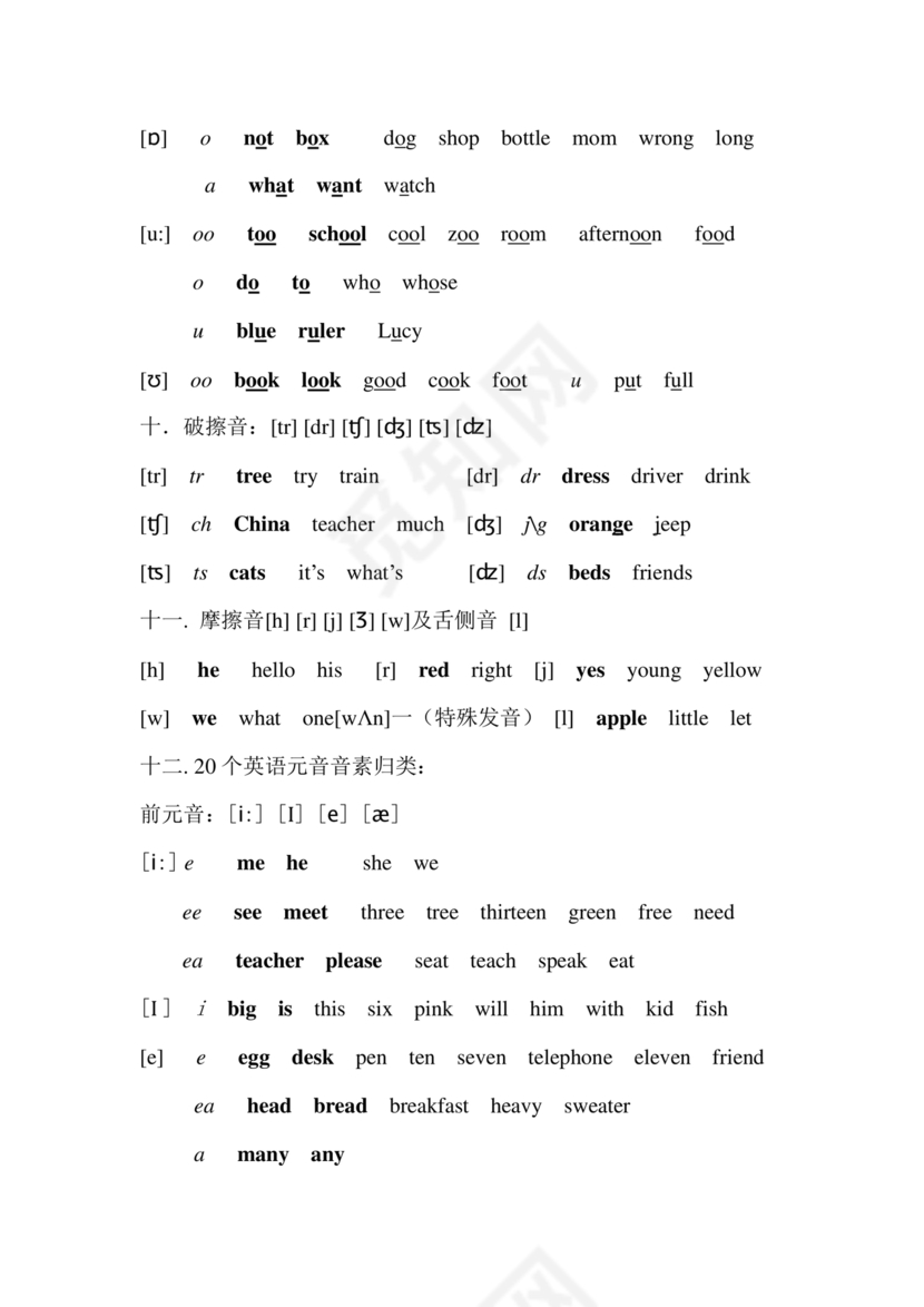 初一英语音标48个发音