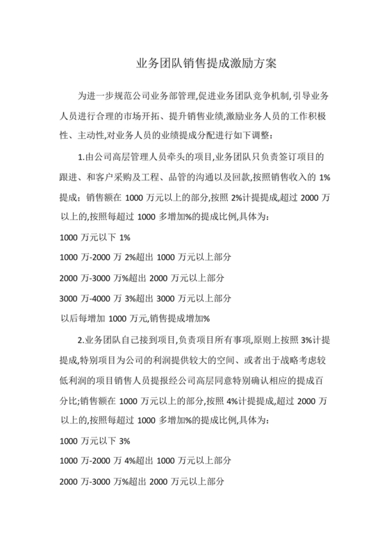 销售提成激励方案