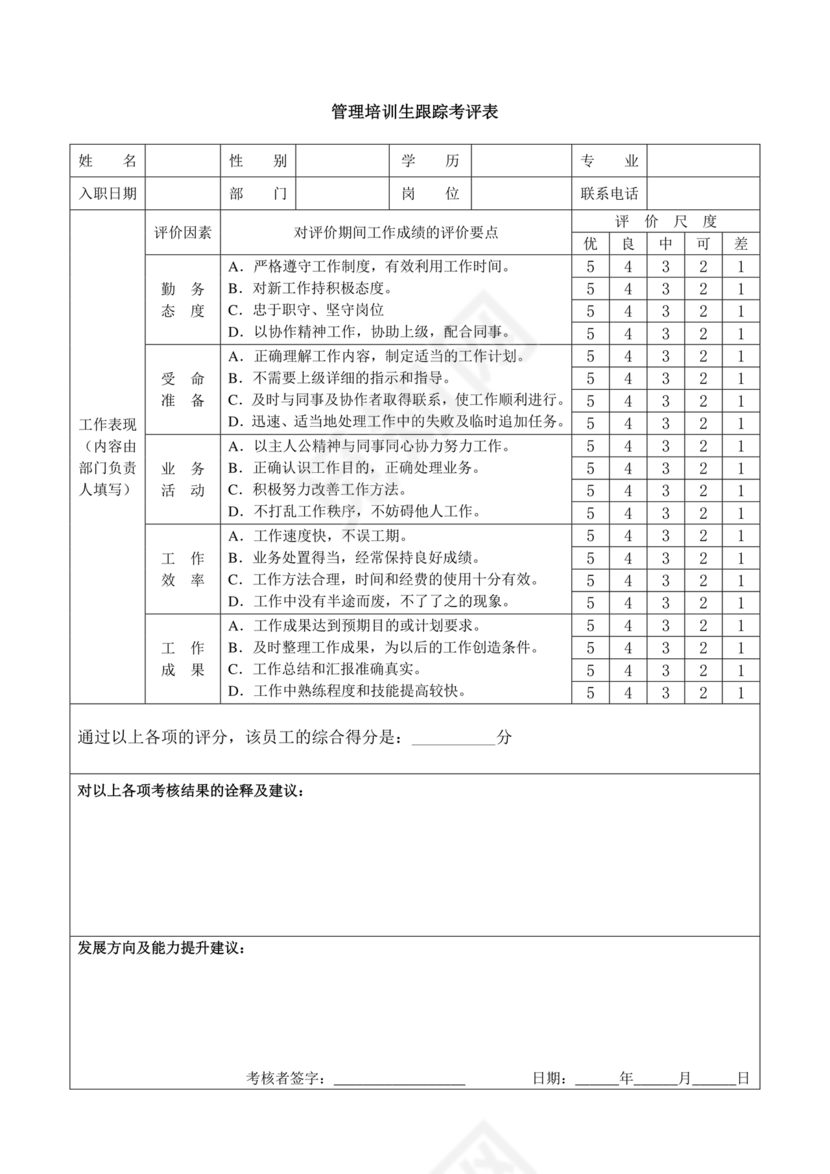 管培生培养计划方案