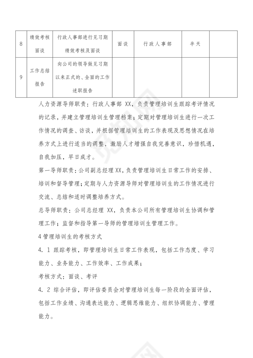 管培生培养计划方案