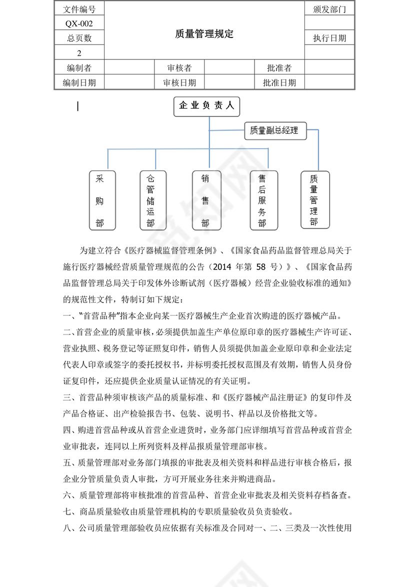 医疗器械质量管理制度