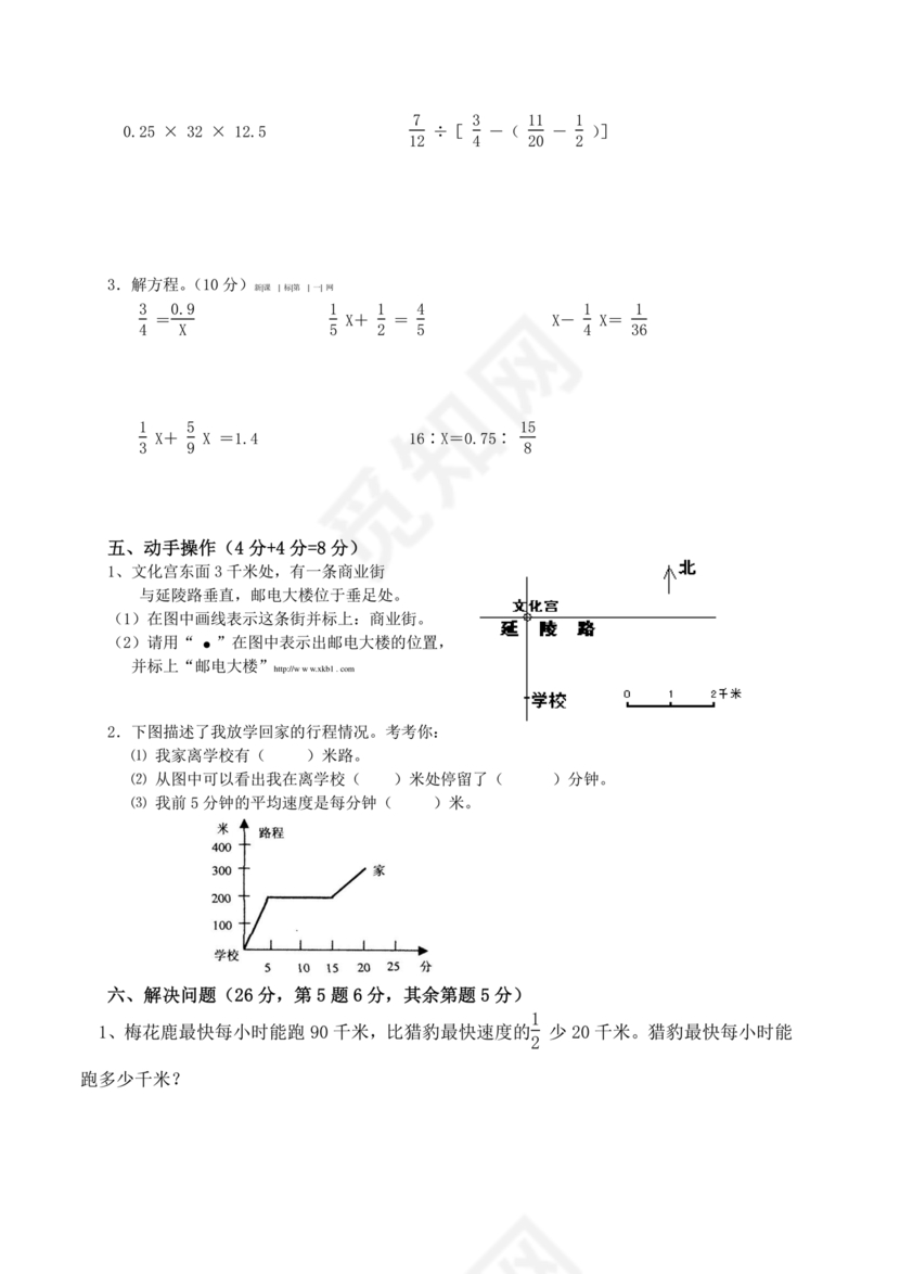 苏教版数学小升初测试卷