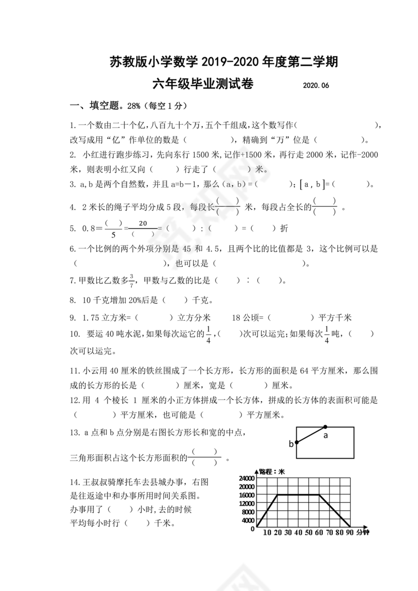苏教版小升初数学真题试卷