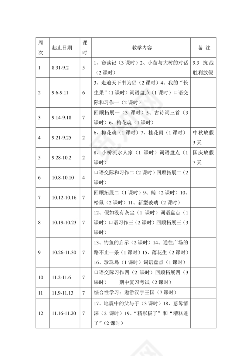 部编版五年级上册语文教学计划