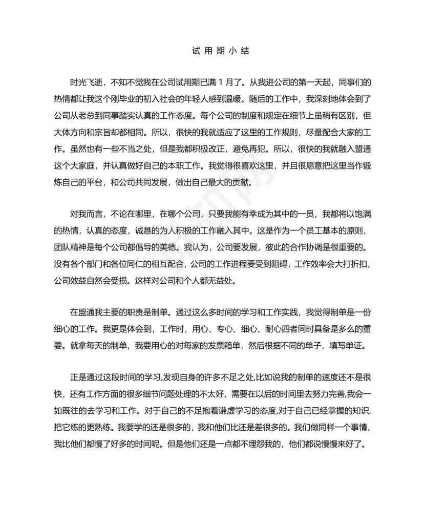 试用期小结
