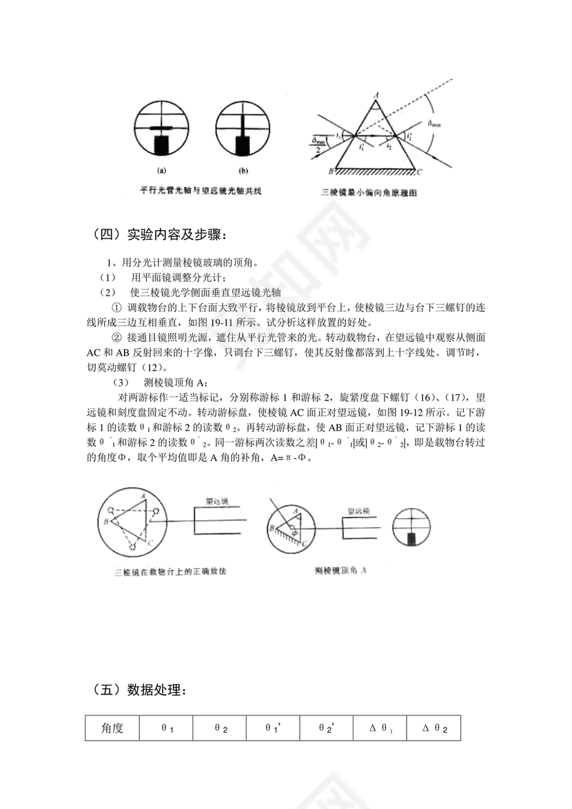 分光计的调节与使用实验报告