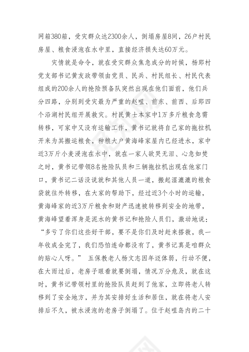 防汛抢险先进个人材料