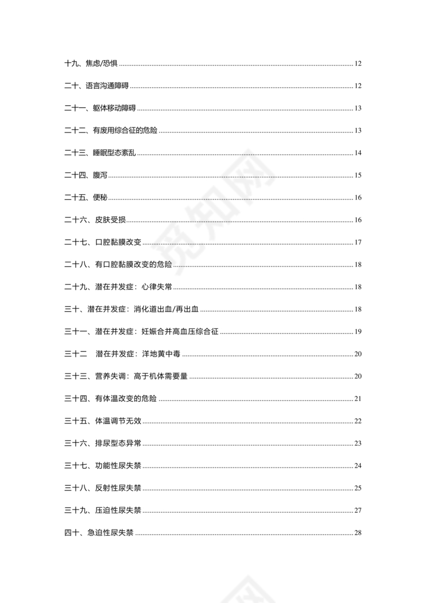 最新版128个护理诊断及措施