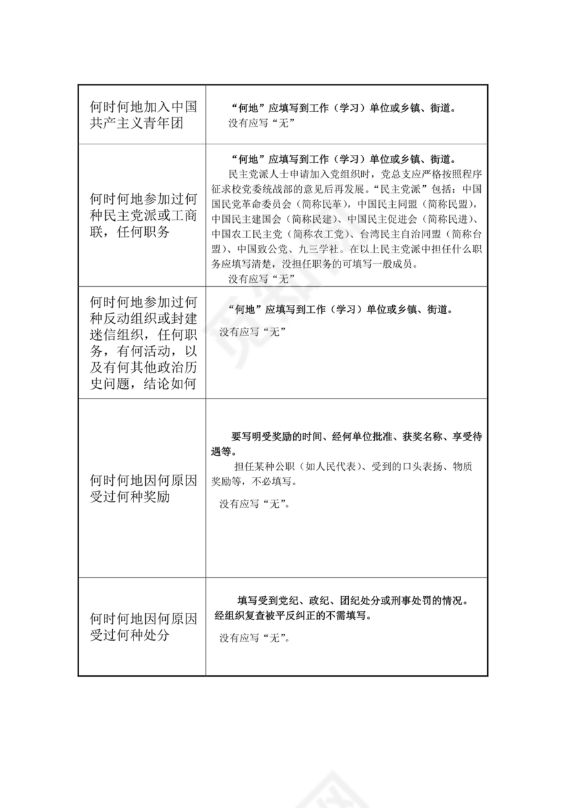 入党志愿书模板电子版