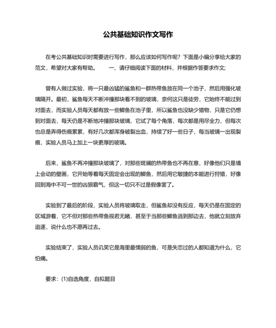 公共基础知识及写作能力