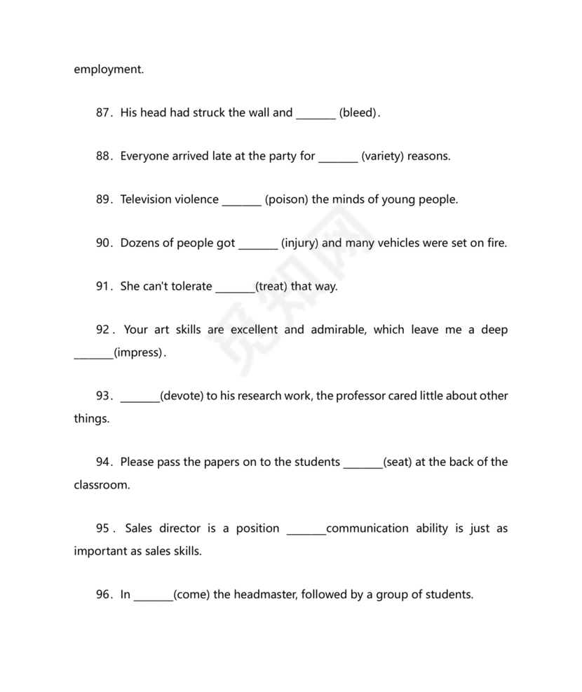 高中英语语法填空专项训练
