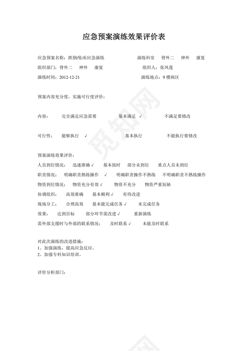 护理应急预案演练脚本