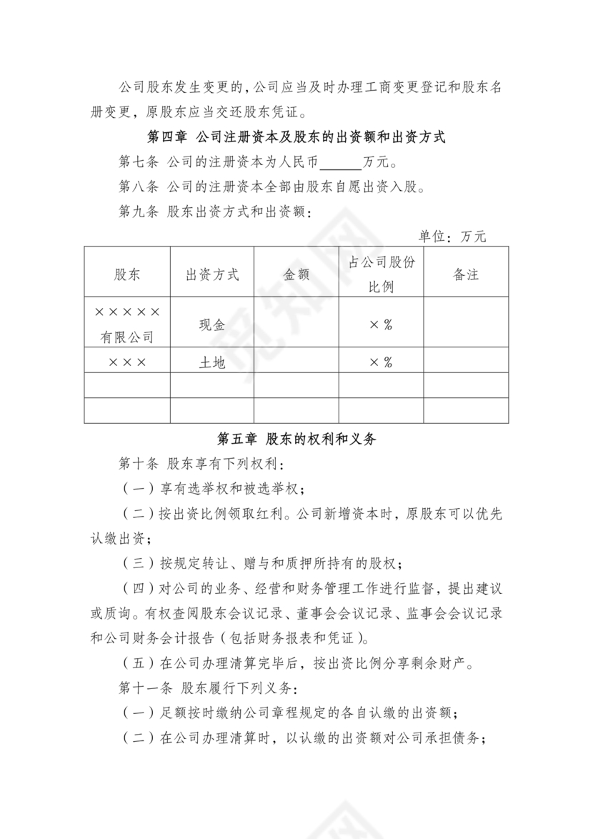 有限责任公司章程