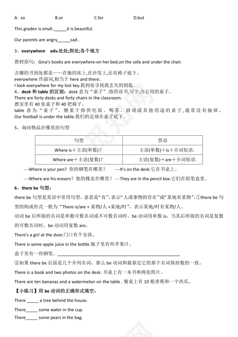 七年级上册英语语法知识点归纳总结