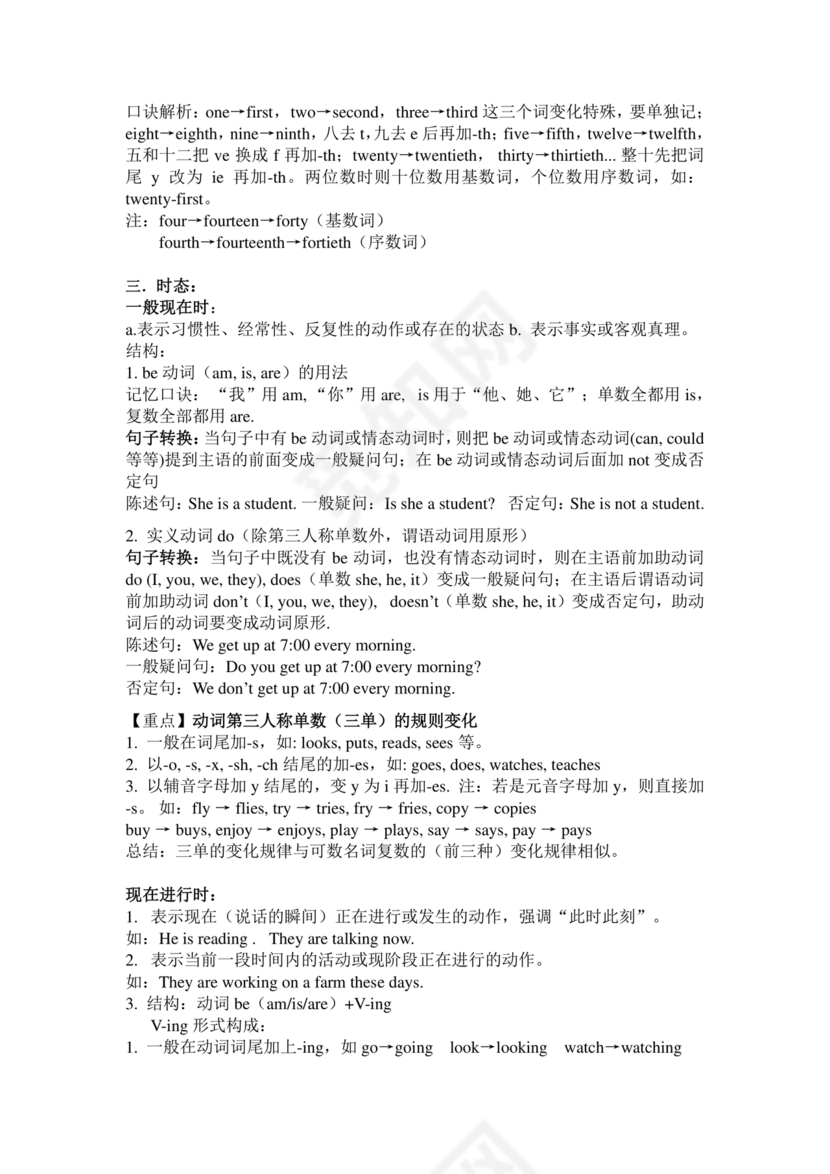 七年级英语语法知识点归纳总结