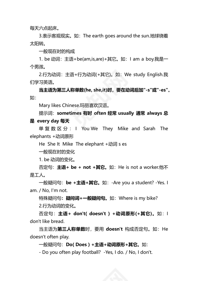 小学英语语法专项训练题含答案