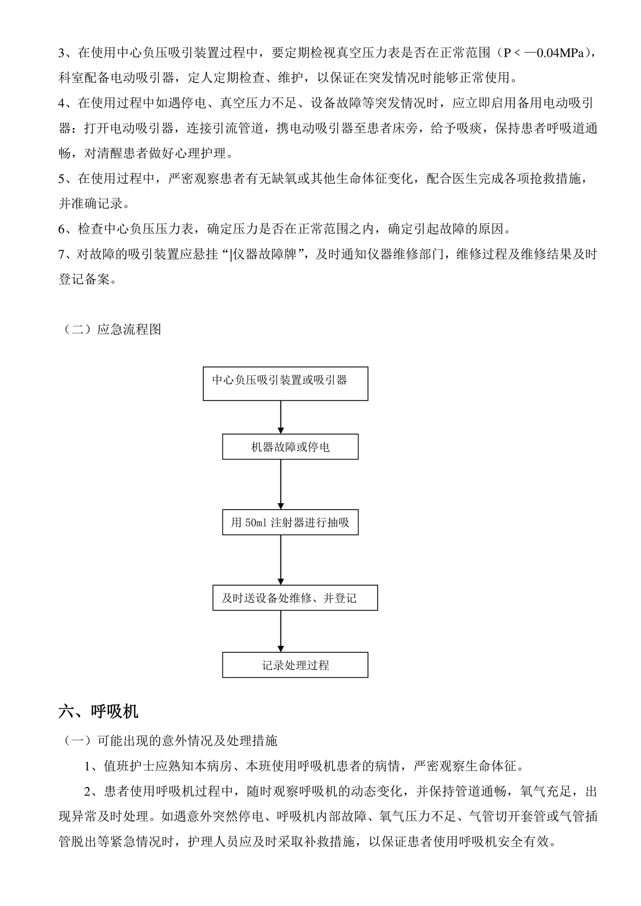 仪器设备故障的应急预案及处理流程