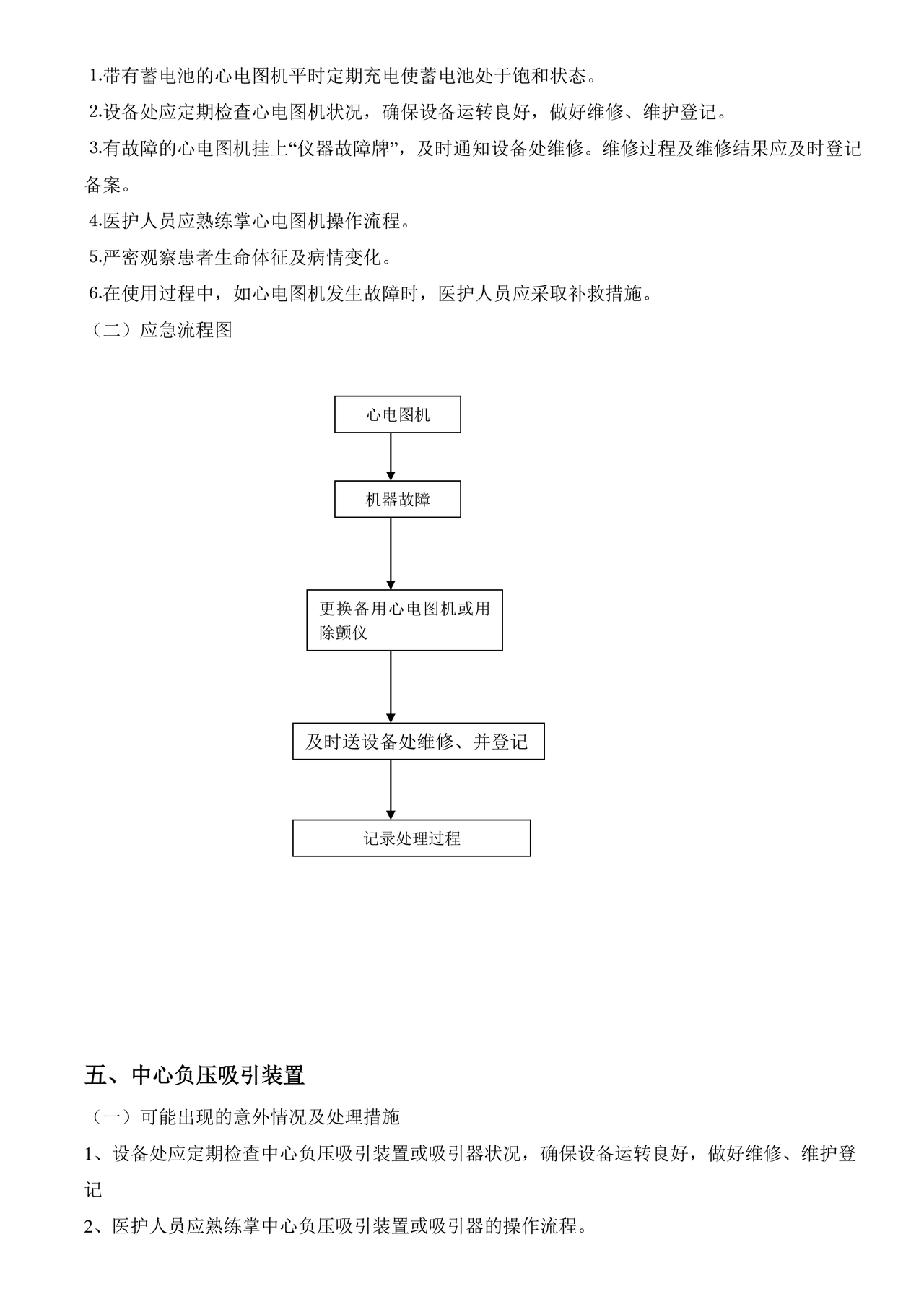 仪器设备故障的应急预案及处理流程