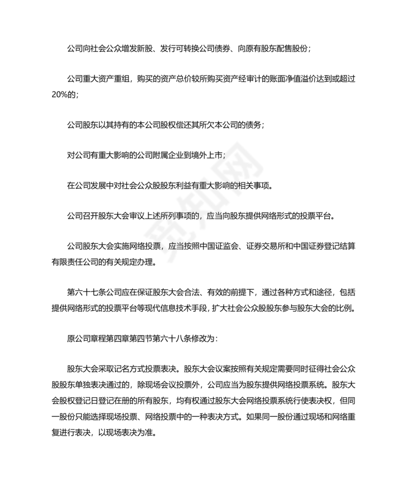 公司章程修正案模板