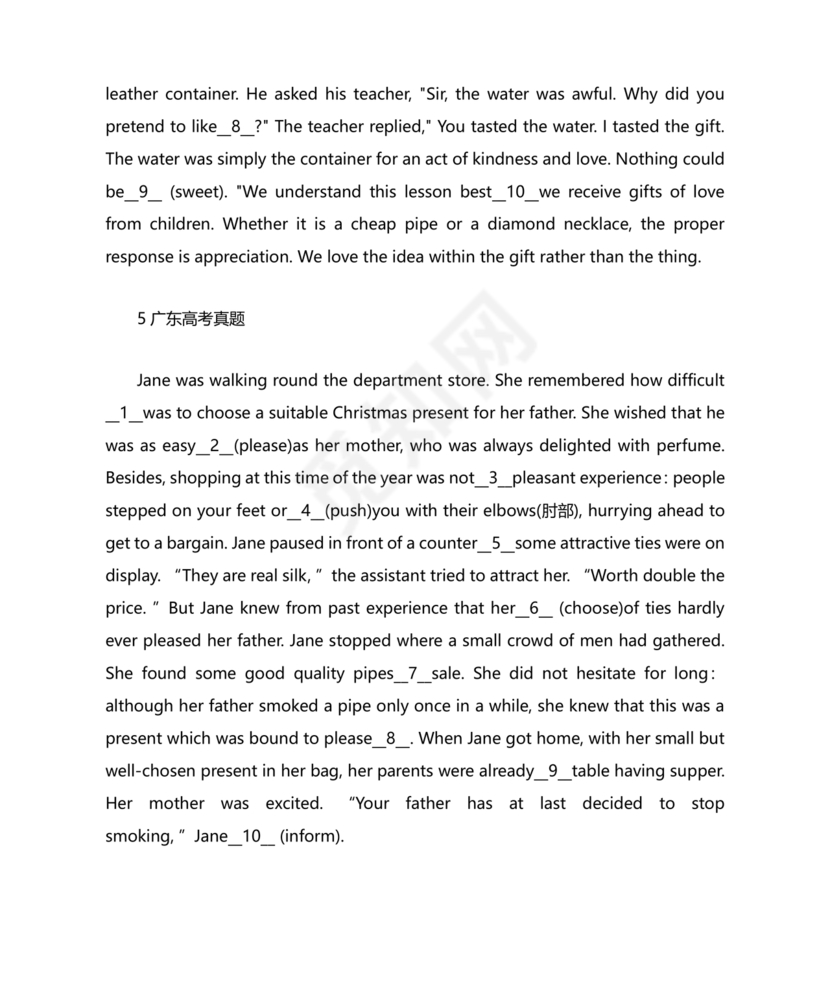 高考英语语法填空专项训练