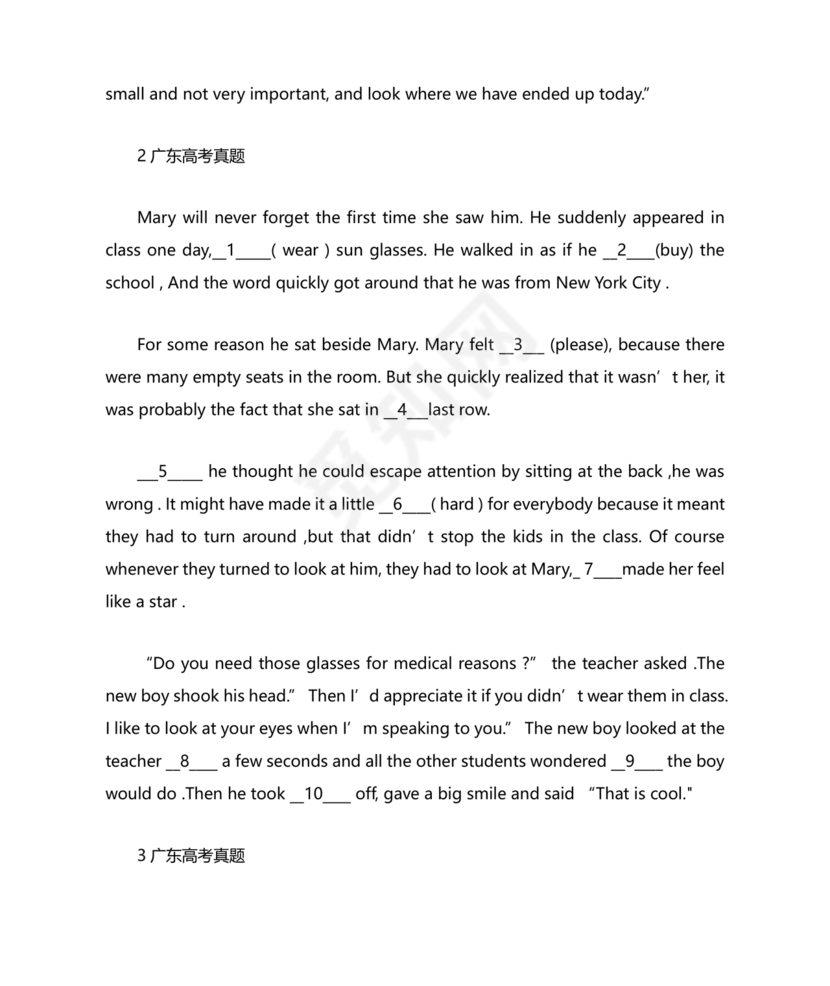 高考英语语法填空专项训练