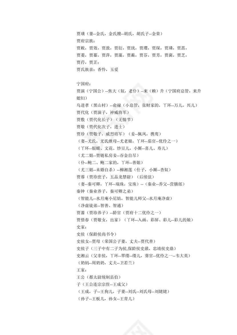 红楼梦人物关系图