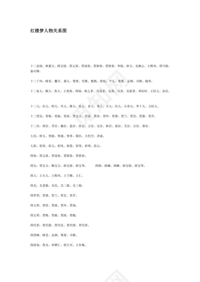 红楼梦人物关系图